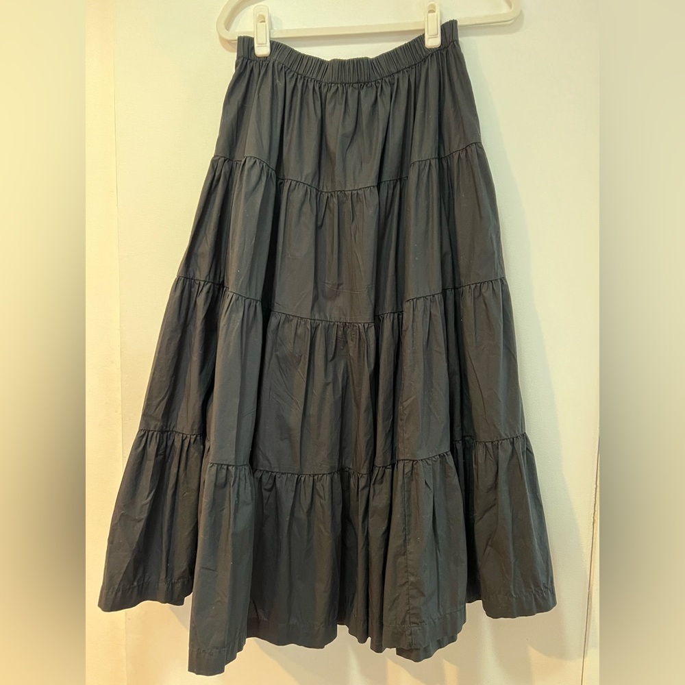 J. Crew Black Tiered Maxi Skirt 100% Cotton
